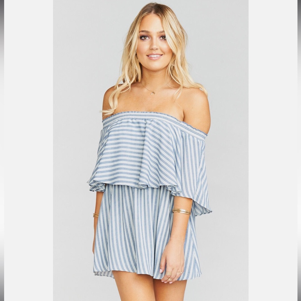 Show Me Your Mumu Blue + White Stripe Dress
